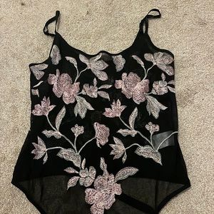Express Sheer floral body suit
